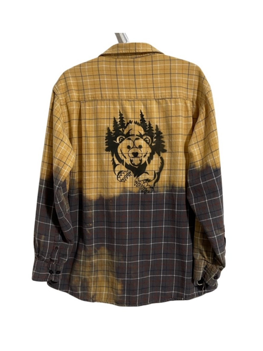 Upcycled “Grizzly” distressed , painted flannel.